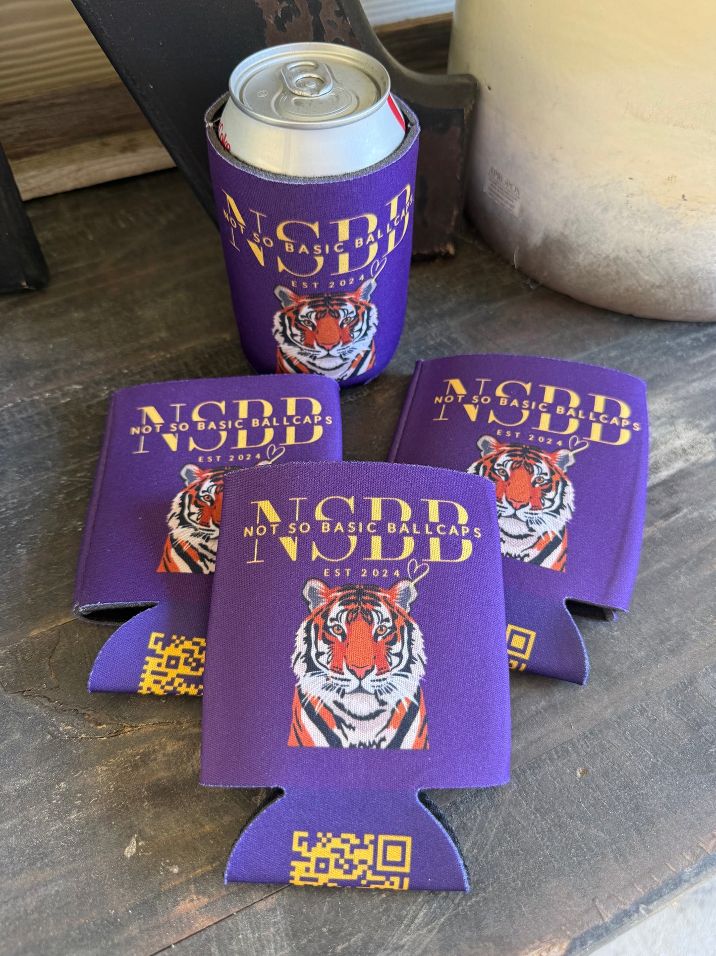LSU Tiger koozie